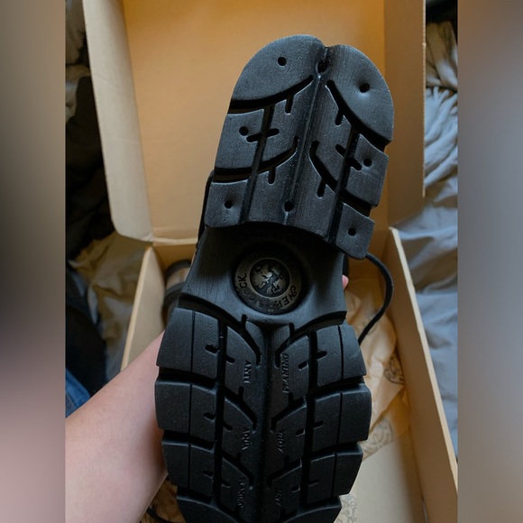 New Rock Black Leather Lace Up Boots - Picture 4 of 6